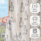 jinchan Linen Floral Curtains for Living Room 84 Inch Length Black Flower - Image 4