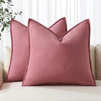 MIULEE Decorative Linen Euro Sham Pillow Covers 24x24 Cranberry Red ​Boho by MIULEE