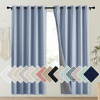 NICETOWN Stone Blue Vintage Linen 100% Blackout Curtains by NICETOWN
