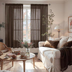 BGment Brown Linen Curtains 63 Inches Long - Image 2