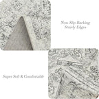 5x7 Area Rugs Grey Low Pile Indoor Washable Trendy Faded Style Floral Rugs - Image 5