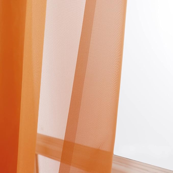OWENIE Orange Sheer Curtains 96 Inch Length, Elegant Sheer Curtains - Image 7