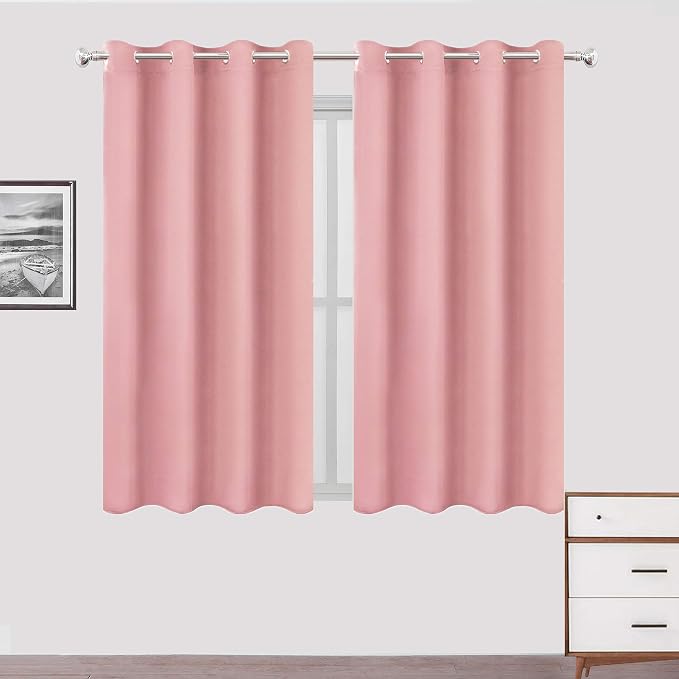 LEMOMO Blackout Curtains 52 x 63 inch/Pink Curtains Set of 2 Panels/Thermal by Lemomo