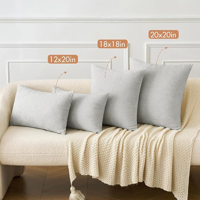 MIULEE Pack of 2 Light Gray Throw Pillow Covers 18x18 Inch Soft Chenille Pillow - Image 4