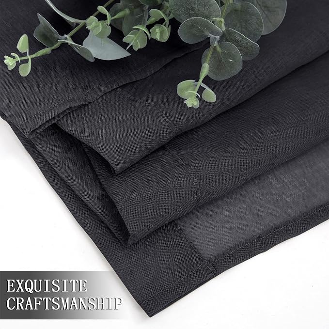 Tollpiz Sheer Curtain Linen Textured Living Room Curtains Sheer Light Filtering - Image 7