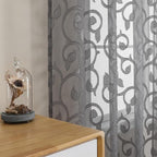 OWENIE Furman Extra Long Sheer Charcoal Gray Curtains 96 inches Long - Image 3