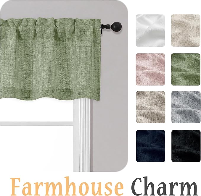 OWENIE Sage Green Valances for Windows 1 Pcs 24 Inch Length, Light Filtering - Image 8