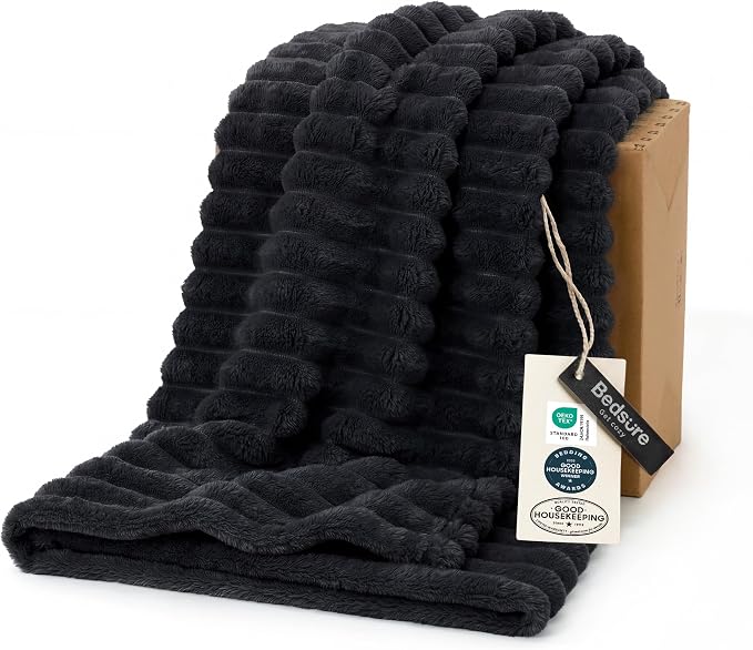 Bedsure GentleSoft Black Fleece Blanket by BEDSURE