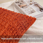 Pack of 2 Corduroy Decorative Throw Pillow Covers 16x16 Inch Soft Striped - Image 2
