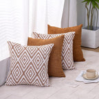 HPUK Decorative Throw Pillow Covers Set of 4 Geometric Design Linen Cushion - Image 7