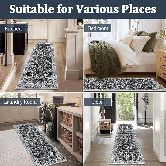 Yamaziot Washable Runner Rug 2x10 – Non Slip Boho Floral Hallway Runner Rug - Image 5
