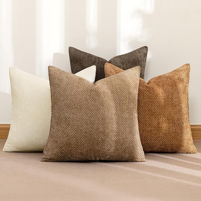 MIULEE Pack of 4 Brown Couch Throw Pillow Covers 18x18 Inch Soft Decorative - Image 2
