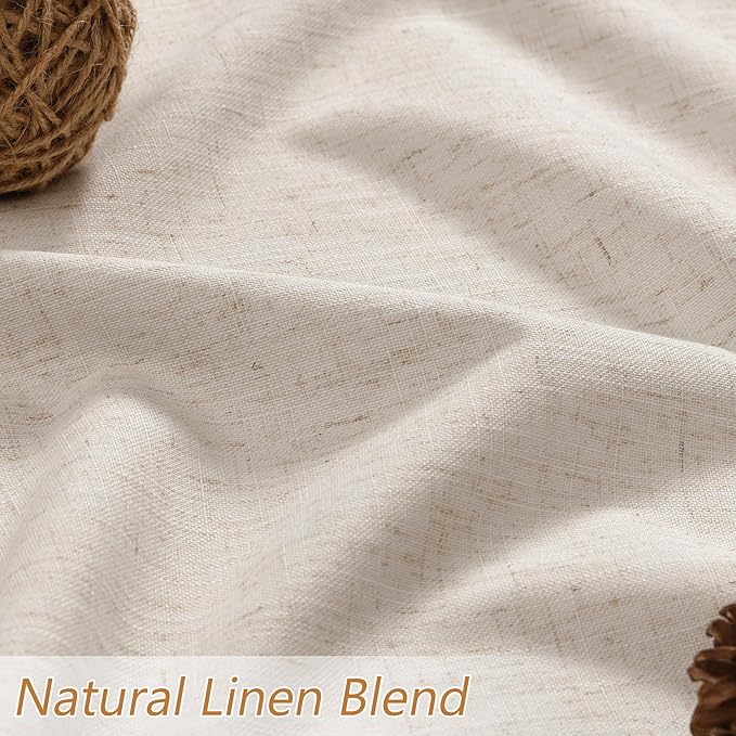 Guken 100% Blackout Linen Curtains 144 Inch Length 2 Panels Set - Image 6