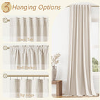 Guken 100% Blackout Linen Curtains 72 Inch Length 2 Panels Set - Image 6