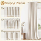 Guken 100% Blackout Linen Curtains 63 Inch Length 2 Panels Set - Image 6