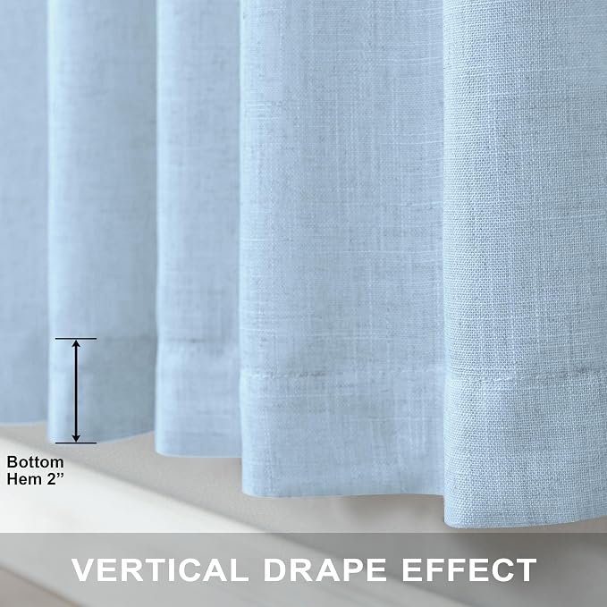 Blue Linen Curtains 108 inch Extra Long - Image 5