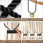 Hion Magnetic Curtain Tiebacks Black 6 Pack, Curtain Tiebacks Buckles Holdbacks - Image 3
