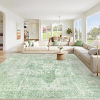 Area Rug 9x12 Washable Rug, Vintage Boho Medallion Rugs Non-Slip Soft Low Pile by VECARF