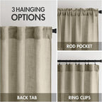 MIULEE Oatmeal Linen Curtains 72 Inch Length 2 Panels - Image 3