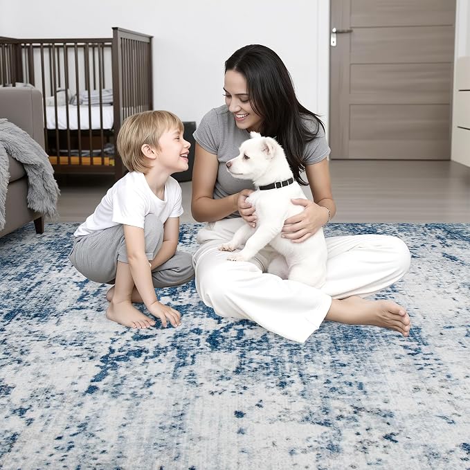 4x6 Area Rug Living Room Rug: Washable Modern Abstract Soft Thin Rug Indoor - Image 7