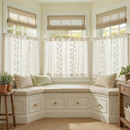 jinchan Belrose Linen Floral Kitchen Curtains 36 inch Length Embroidered - Image 2