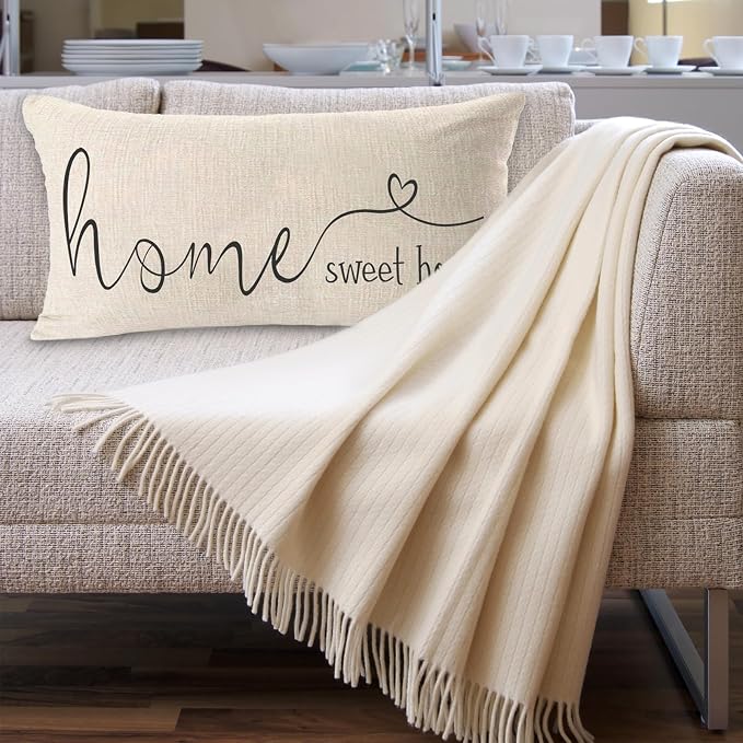 MFGNEH Home Sweet Home Quotes Farmhouse Pillow Covers 12x20 Inch, Farmhouse - Image 2