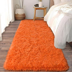 Soft Runner Rugs for Bedroom Hallways, 2x6 Orange Fluffy Shag Throw Area Rug - Image 2