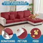 Couch Cover 6-Piece Elastic Velvet Couch Cushion Covers & Chaise Slipcovers - Image 3
