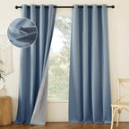 NICETOWN Stone Blue Full Shade Faux Linen Curtain Panels 90" Long, Pair of by NICETOWN