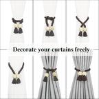 4 Pack Magnetic Curtain Tiebacks Cotton Hand Woven Tie Back Decorative Rope - Image 5
