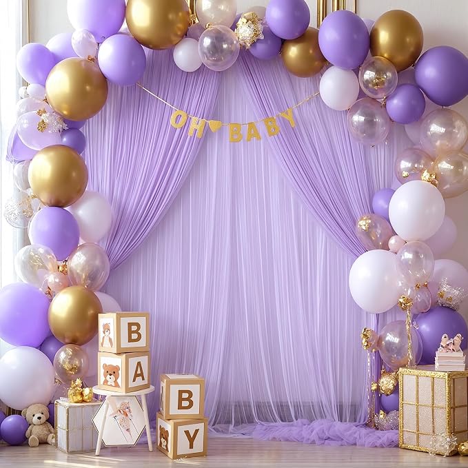 Lavender Tulle Backdrop Curtains - Image 3