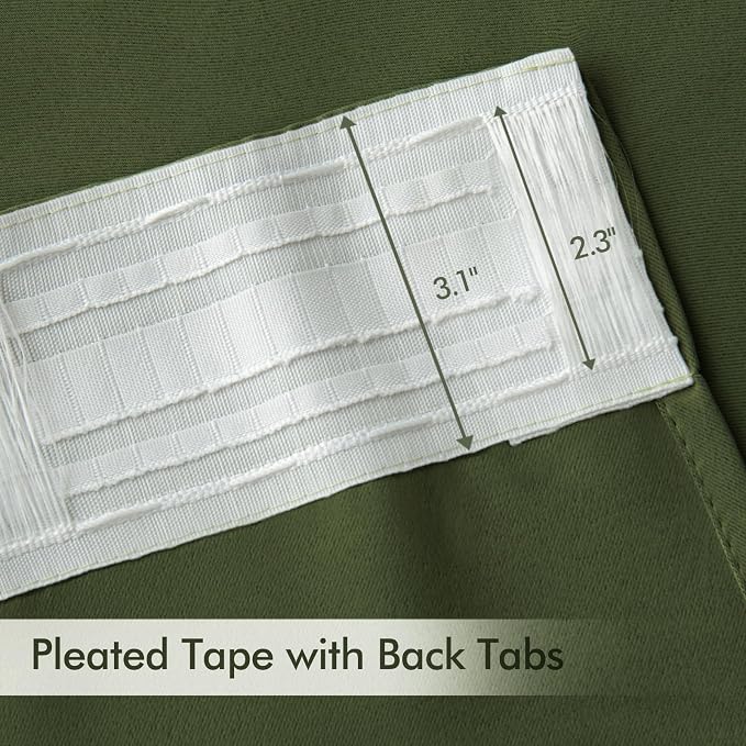 MIULEE Olive Green Back Tab Blackout Curtains 90 Inches Long 2 Panels Set - Image 4