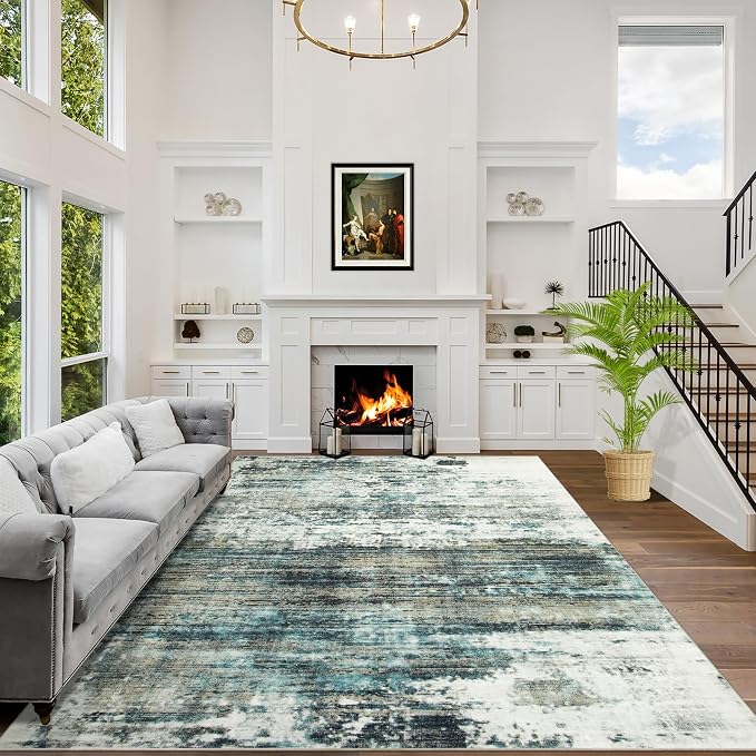 10x14 Area Rugs Washable Rug: Modern Abstract Living Room Rug Soft Anti-Skid by GENTDRIZZ