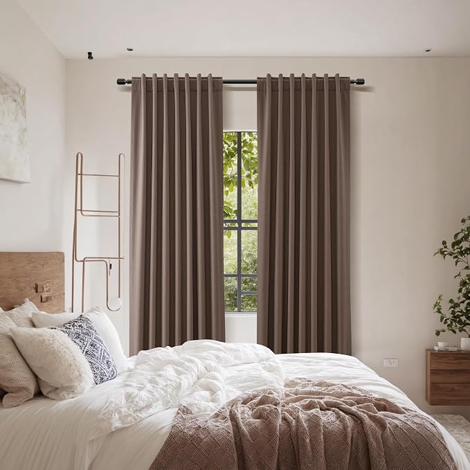 Guken Mocha Mousse 100% Blackout Linen Curtains 96 Inch Length 2 Panels Set - Image 8