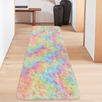 Fluffy Rainbow Rug for Girls Bedroom 2x6 Feet Kawaii Tie Dye Runner Rug Cute - Image 2