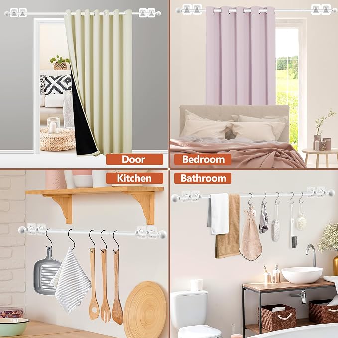 Curtain Rods No Drilling for Windows Set 30 to 45 Inch, 5/8 Inch Diameter - Image 3