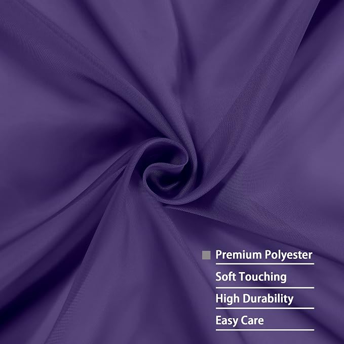 OWENIE Purple Sheer Curtains 96 Inch Length, Elegant Sheer Curtains - Image 4