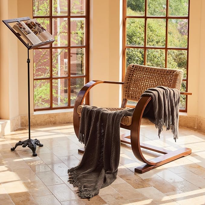 lifein Throw Blanket for Couch, Soft Boho Decor Bed Throw, Cozy Brown Knitted - Image 4