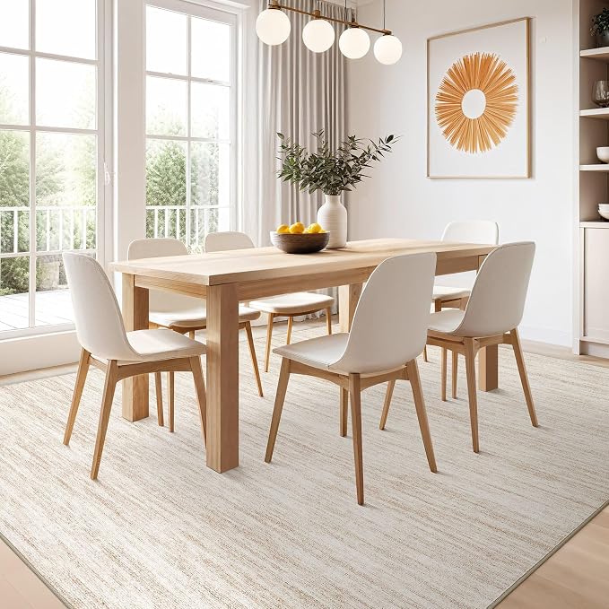 Nakagishi 5x8 Area Rugs Living Room: Washable Large Vintage Rug Neutral - Image 6