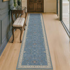 Hazo Haus Non Slip 10ft Long Hallway Runner Rug Blue by HazoHaus