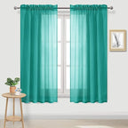 DWCN Teal Sheer Curtains Semi Transparent Voile Rod Pocket Curtains by DWCN