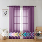 Aiyufeng Plum Purple Sheer Curtains 72 Inches Long 2 Panels Set, Solid Voile by Aiyufeng