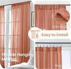 BGment Rust Terracotta Linen Kitchen Window Curtains 40 Inch Length, Short - Image 6