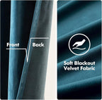 MIULEE Blue Velvet Curtains 84 Inches Length Blackout Curtains Thermal - Image 3