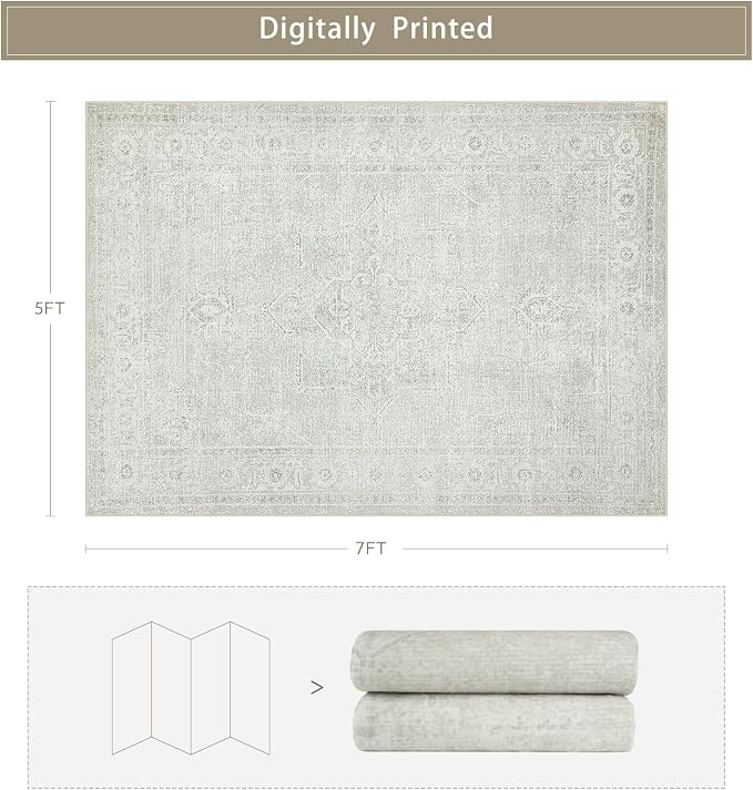 Washable Rugs 5x7 Area Rugs for Living Room, Large Carpets, Ultra Soft Faux - Image 2