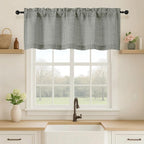 OVZME Valance for Windows, Light Filtering Faux Linen Textured Small Kitchen by OVZME