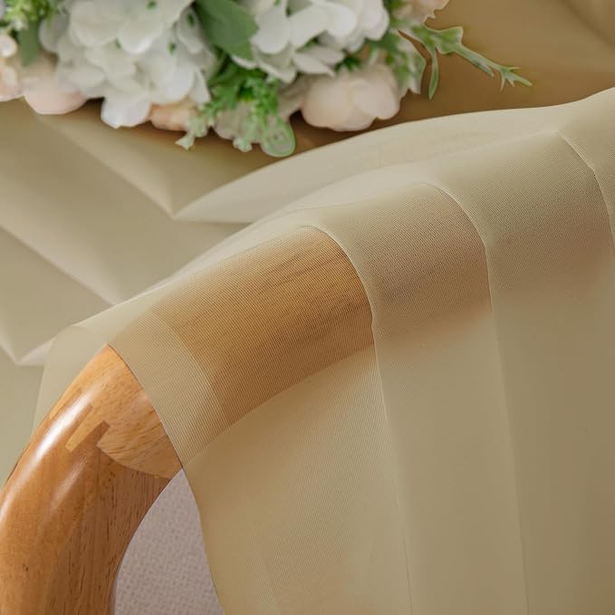 OWENIE Gold Sheer Curtains 72 Inches Long 2 Panels Set, Transparent Light - Image 4