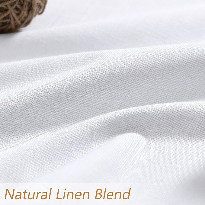 Guken White 100% Blackout Linen Curtains 70 Inch Wide by 96 Inch - Image 3