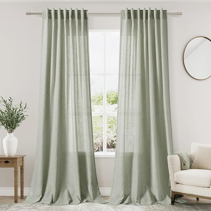 Sage Curtains 90 inches Long 2 panels by Nanspring