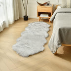 duduta White Black Faux Sheepskin Runner Rugs 2x6 ft, Fluffy Shag Bedroom Rug by duduta